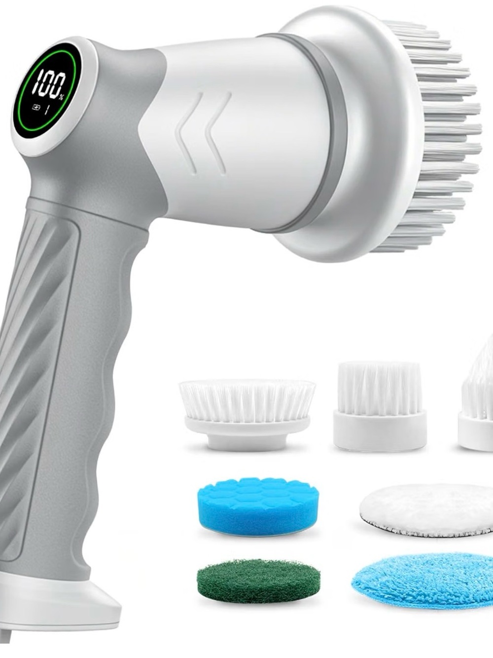 Electric Facial & Body Cleansing Brush for Men - White & Gray
